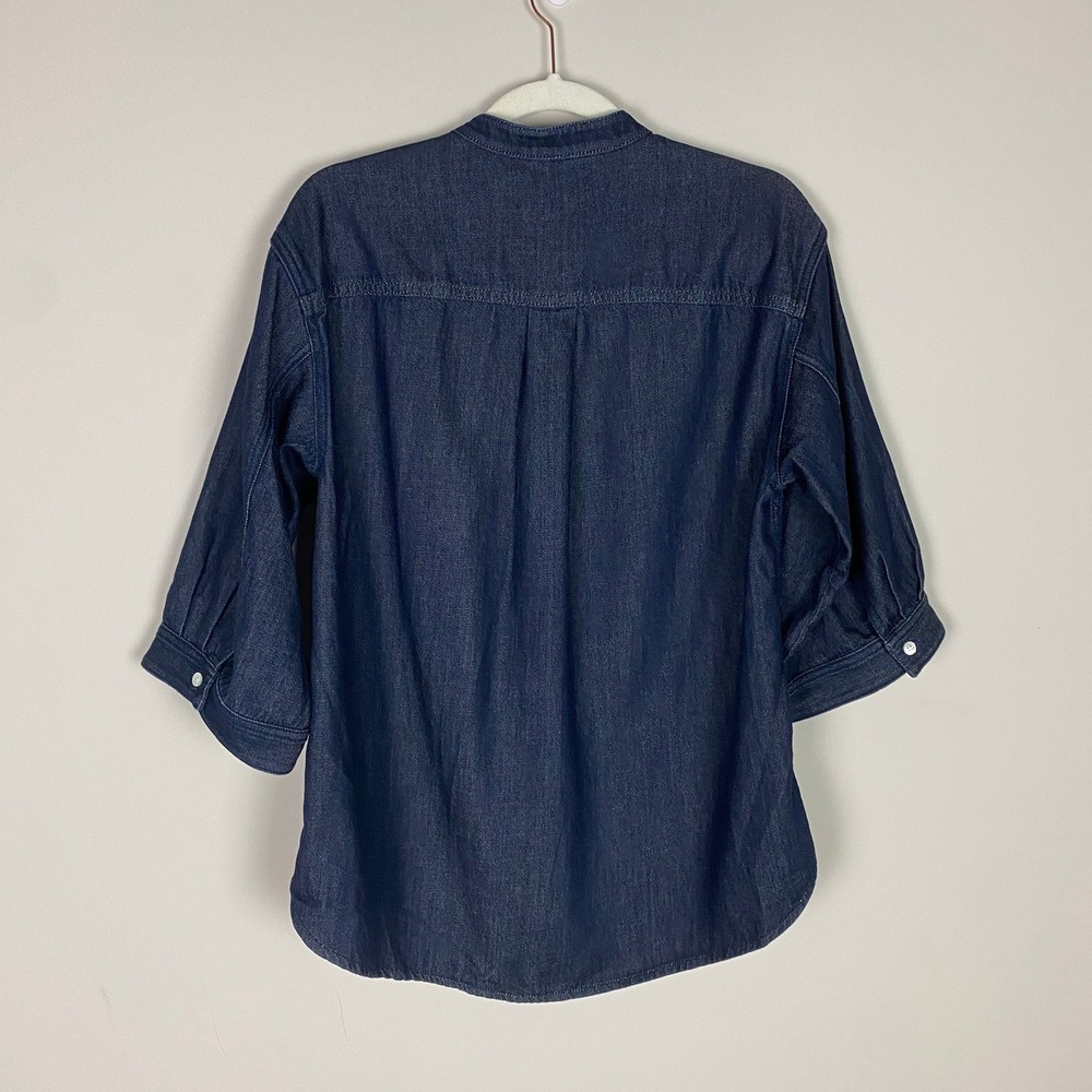 Arket Raw Denim Shirt Women XS Minimalist Quiet Luxury Relaxed Jean Chambray - Picture 2 of 7